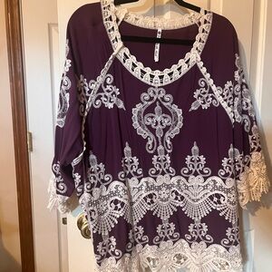 Elegant Purple Lace Women's Top
